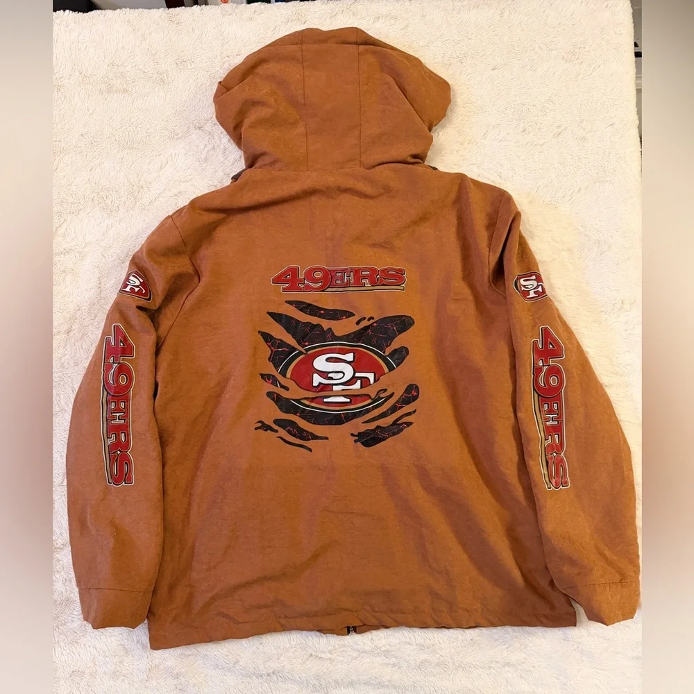 Vintage NFL San Francisco 49ers Zip Up Hoodie Football Jacket Men's 2XL - Picture 8 of 8